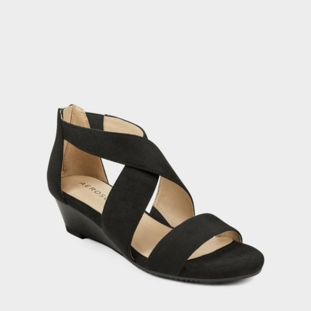 Aerosoles Women's Apprentice Wedge Sandal Size 6 Black